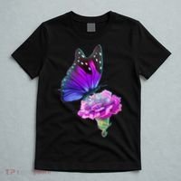 Colorful Neon Butterfly on Flower T-Shirt thumb 5