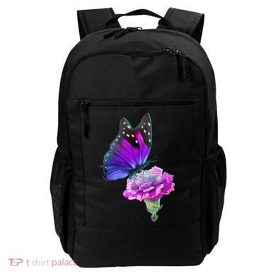 Colorful Neon Butterfly on Flower Backpack