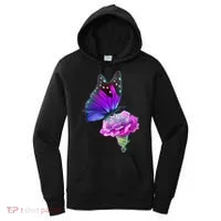 Colorful Neon Butterfly on Flower Women's Hoodie thumb 0
