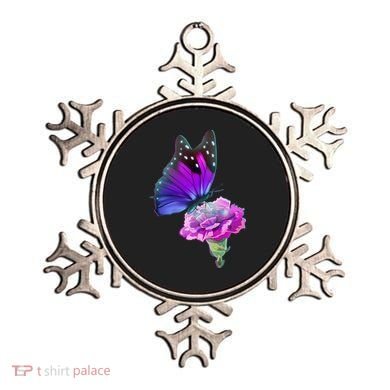 Colorful Neon Butterfly on Flower Ornament