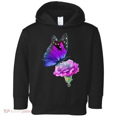 Colorful Neon Butterfly on Flower Toddler Hoodie