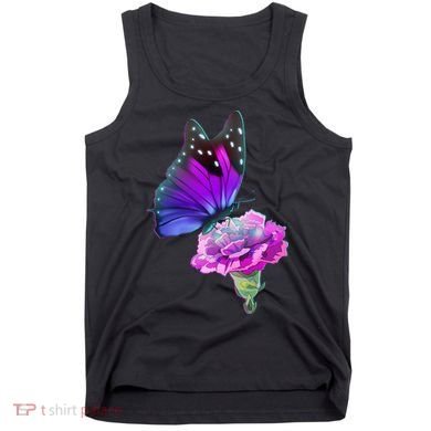 Colorful Neon Butterfly on Flower Tank Top