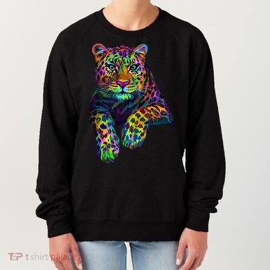 Colorful Neon Leopard Jaguar Portrait Women's Sweatshirt