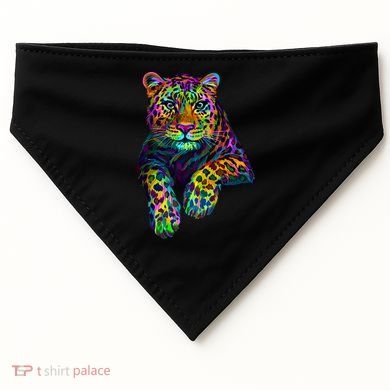 Colorful Neon Leopard Jaguar Portrait USA-Made Doggie Bandana