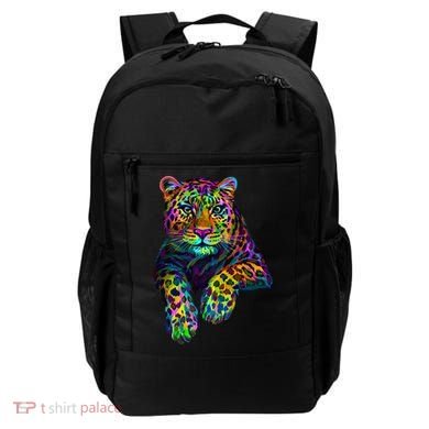 Colorful Neon Leopard Jaguar Portrait Backpack
