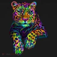 Colorful Neon Leopard Jaguar Portrait Women's Hoodie thumb 2