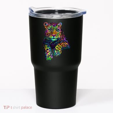 Colorful Neon Leopard Jaguar Portrait Tumbler