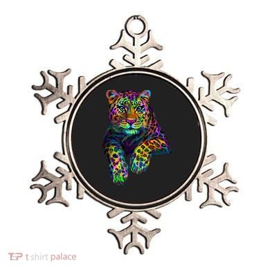Colorful Neon Leopard Jaguar Portrait Ornament