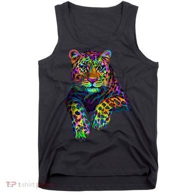 Colorful Neon Leopard Jaguar Portrait Tank Top