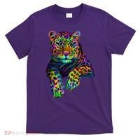 Colorful Neon Leopard Jaguar Portrait T-Shirt thumb 0