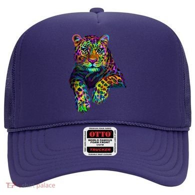 Colorful Neon Leopard Jaguar Portrait Hat