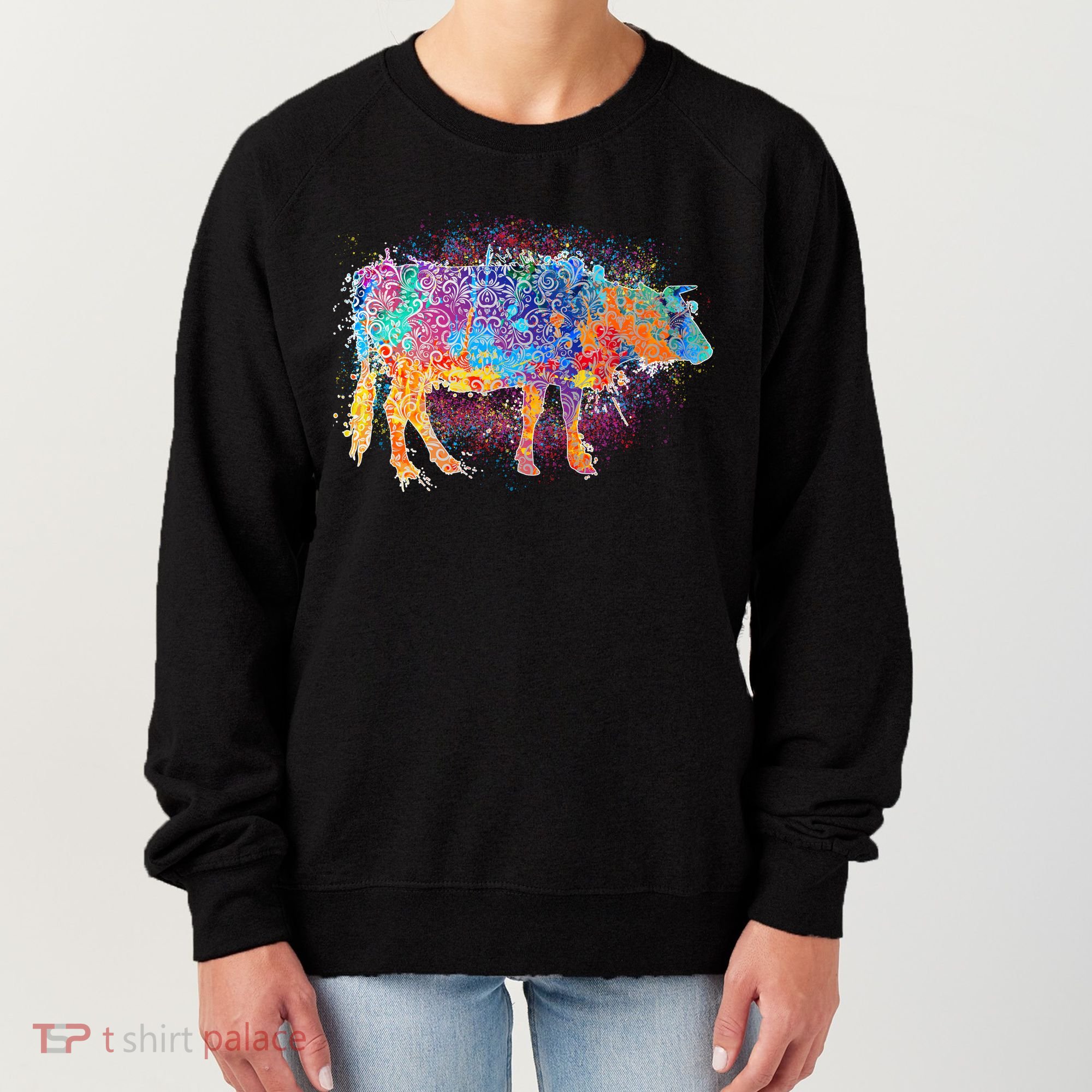 Colorful Pattern Cow Splatter Women's Sweatshirt