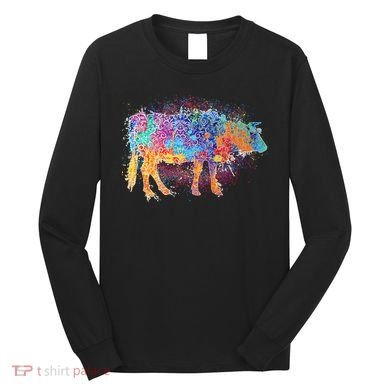 Colorful Pattern Cow Splatter Long Sleeve Shirt