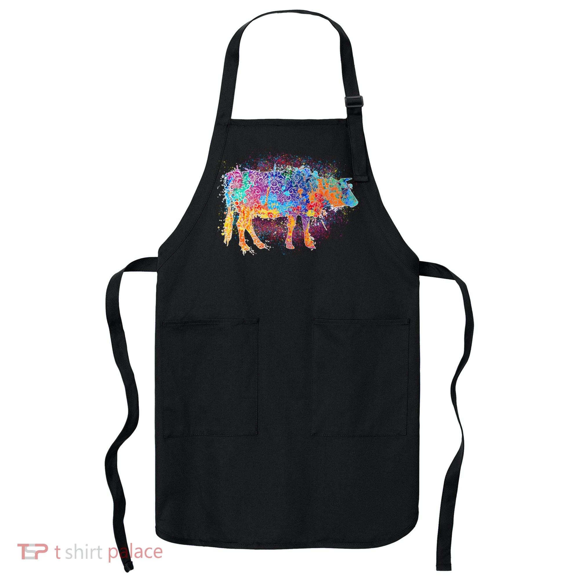 Colorful Pattern Cow Splatter Apron