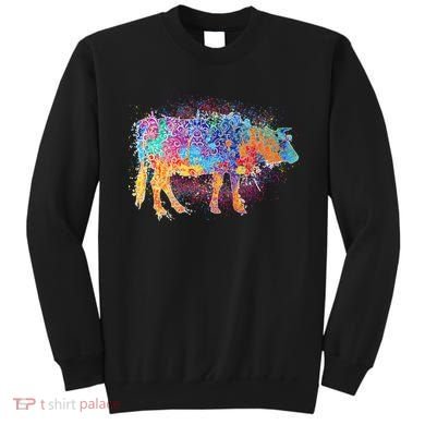 Colorful Pattern Cow Splatter Sweatshirt