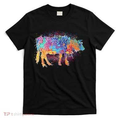 Colorful Pattern Cow Splatter T-Shirt