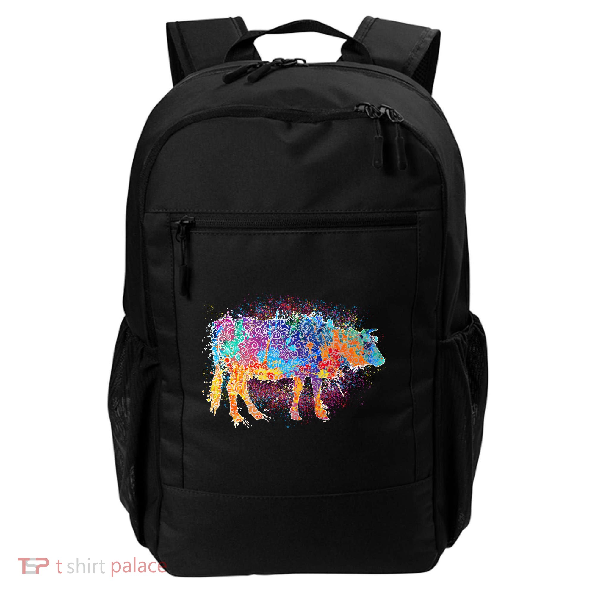 Colorful Pattern Cow Splatter Backpack