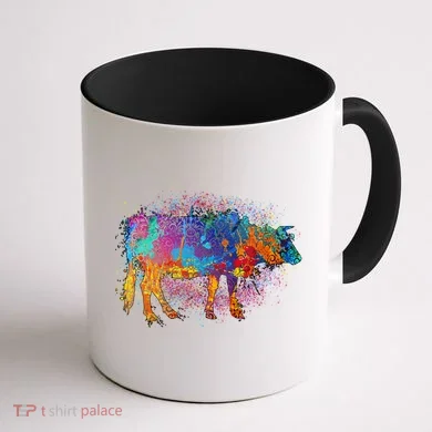 Colorful Pattern Cow Splatter Coffee Mug back