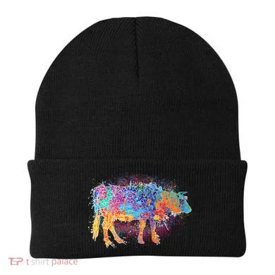 Colorful Pattern Cow Splatter Beanie