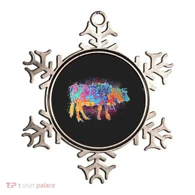 Colorful Pattern Cow Splatter Ornament