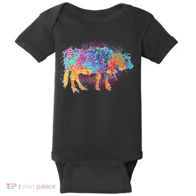 Colorful Pattern Cow Splatter Baby Bodysuit