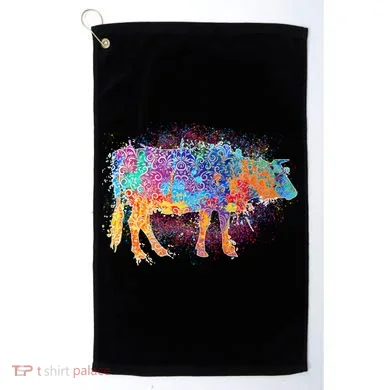 Colorful Pattern Cow Splatter Golf Towel