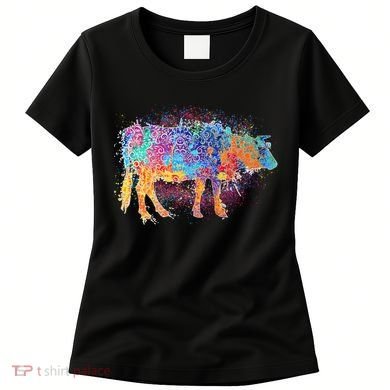 Colorful Pattern Cow Splatter Women's T-Shirt