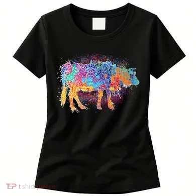 Colorful Pattern Cow Splatter Women's T-Shirt
