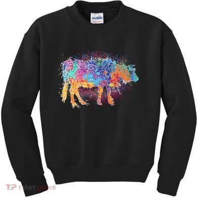 Colorful Pattern Cow Splatter Kids Sweatshirt