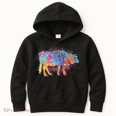 Colorful Pattern Cow Splatter Kids Hoodie