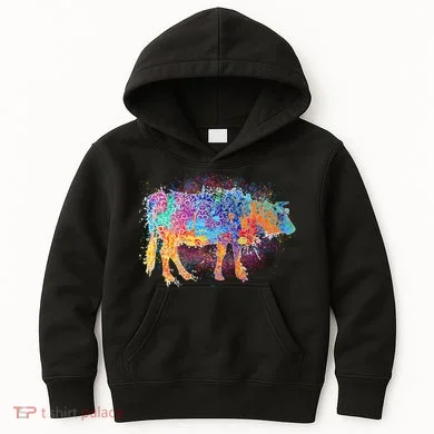 Colorful Pattern Cow Splatter Kids Hoodie