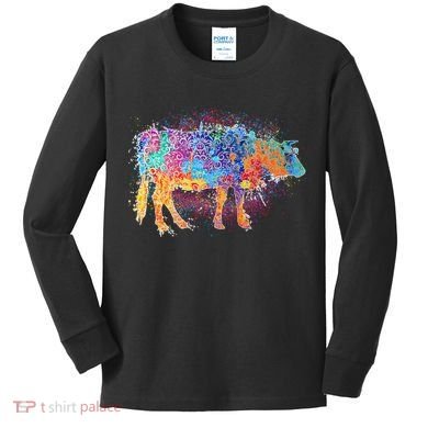 Colorful Pattern Cow Splatter Kids Long Sleeve Shirt