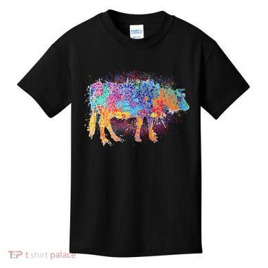 Colorful Pattern Cow Splatter Kids T-Shirt