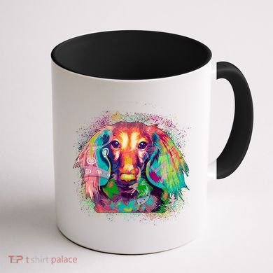 Colorful Pattern Dachshund Dog Coffee Mug back