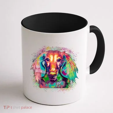 Colorful Pattern Dachshund Dog Coffee Mug back