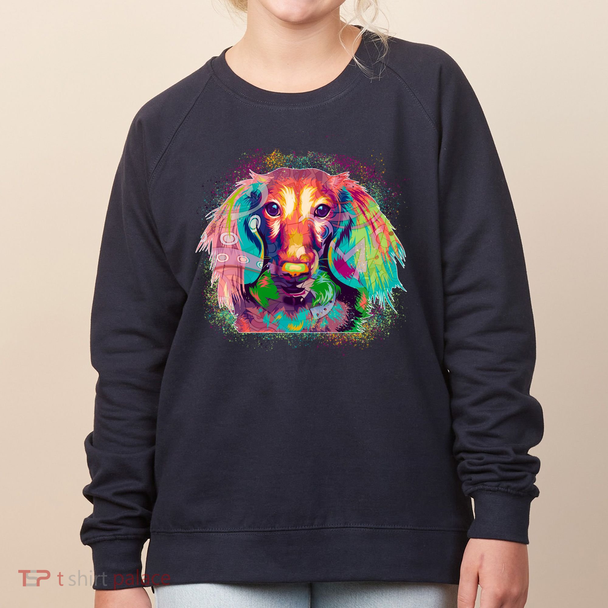 Colorful Pattern Dachshund Dog Women's Sweatshirt