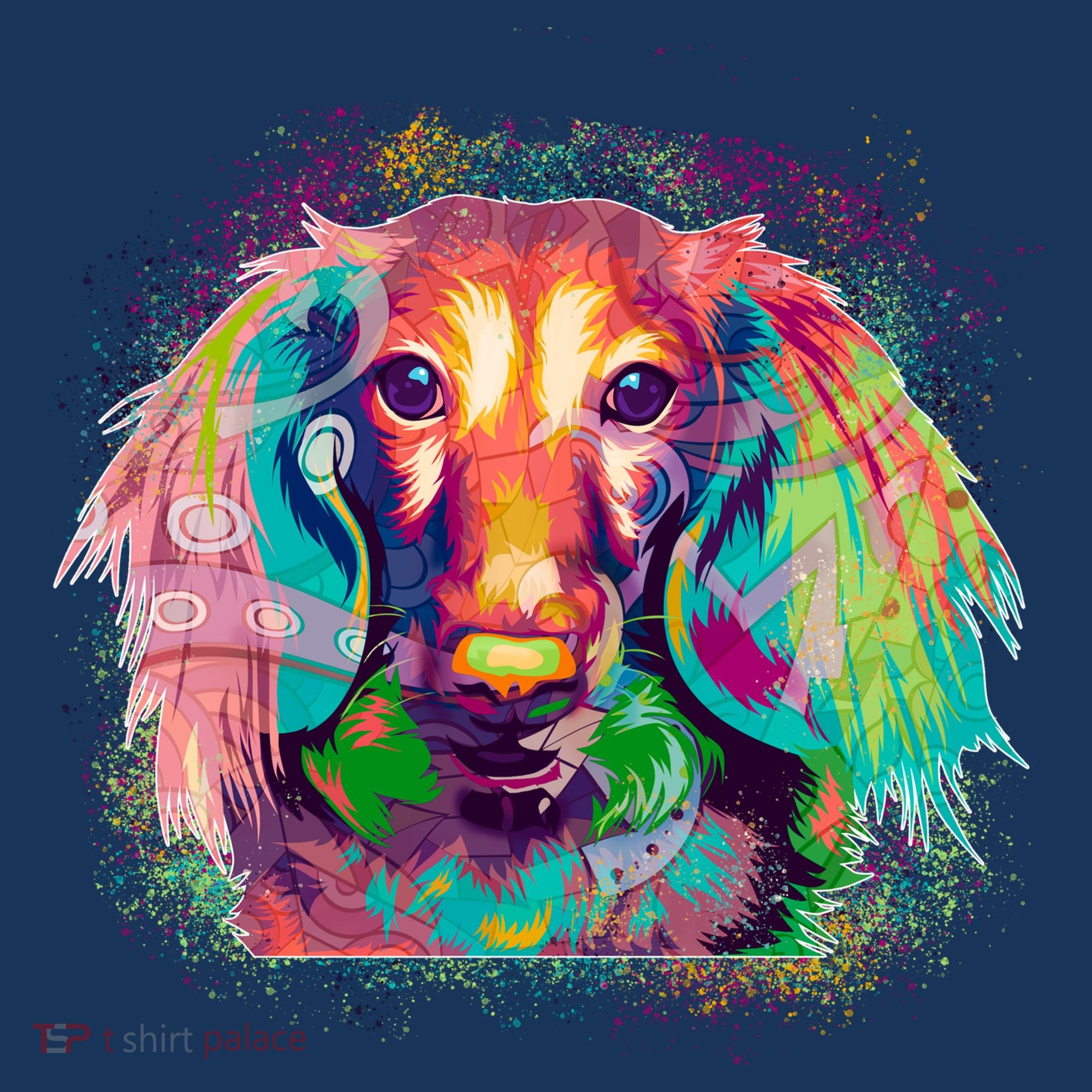 Colorful Pattern Dachshund Dog Button