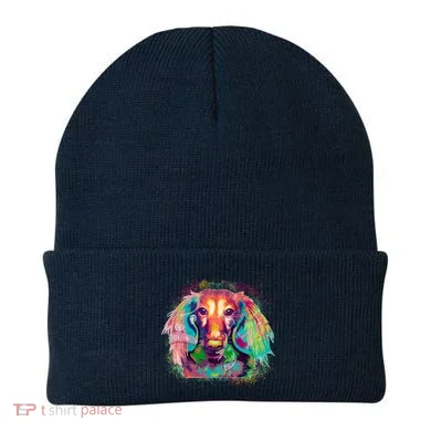 Colorful Pattern Dachshund Dog Beanie