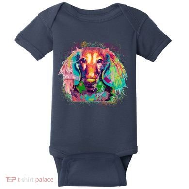 Colorful Pattern Dachshund Dog Baby Bodysuit