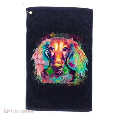 Colorful Pattern Dachshund Dog Golf Towel