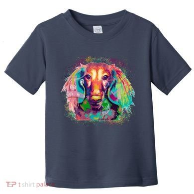 Colorful Pattern Dachshund Dog Toddler T-Shirt