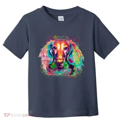 Colorful Pattern Dachshund Dog Toddler T-Shirt