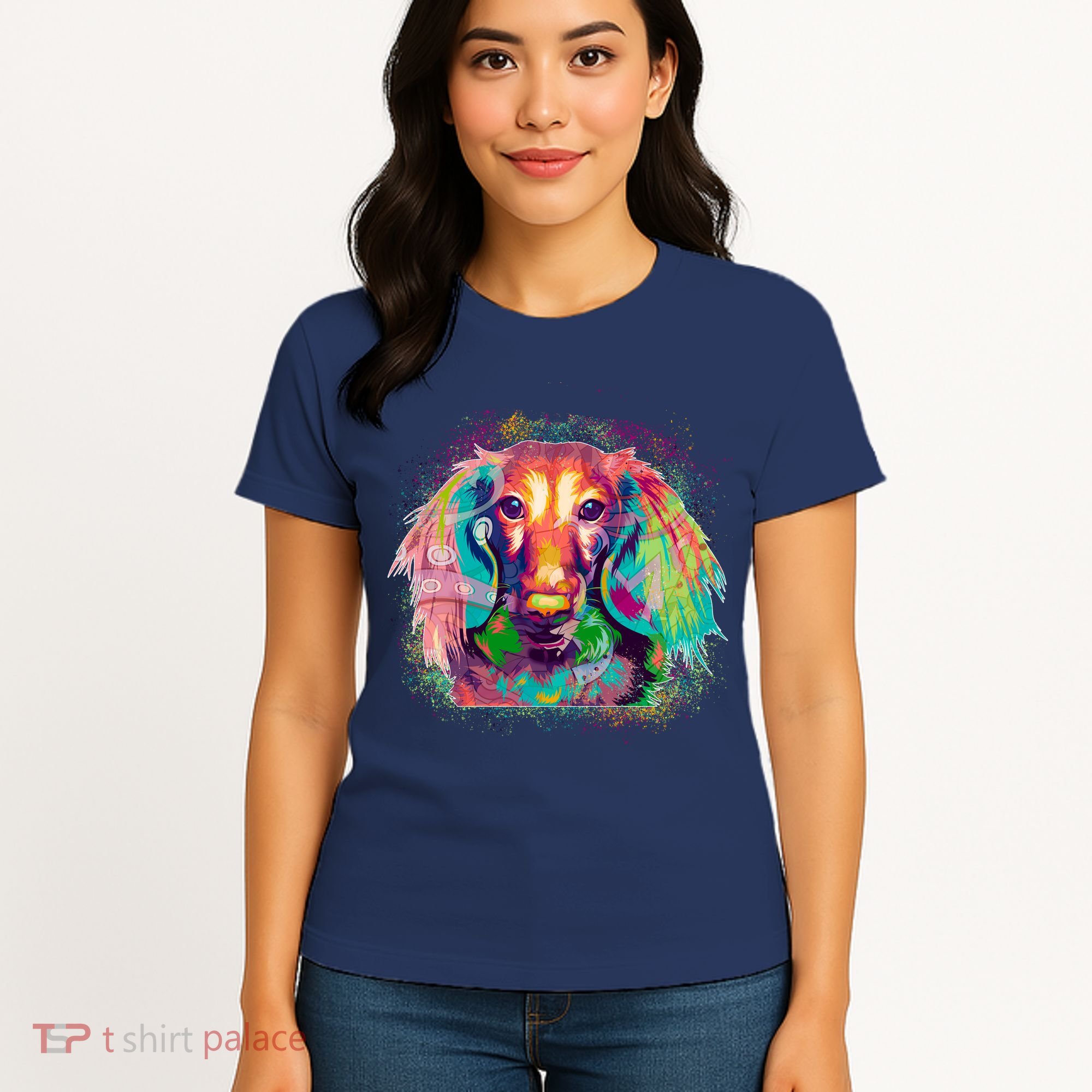 Colorful Pattern Dachshund Dog Women's T-Shirt