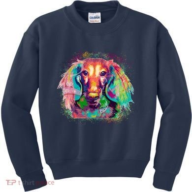 Colorful Pattern Dachshund Dog Kids Sweatshirt