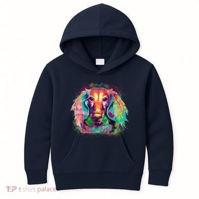 Colorful Pattern Dachshund Dog Kids Hoodie