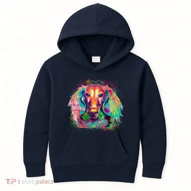 Colorful Pattern Dachshund Dog Kids Hoodie