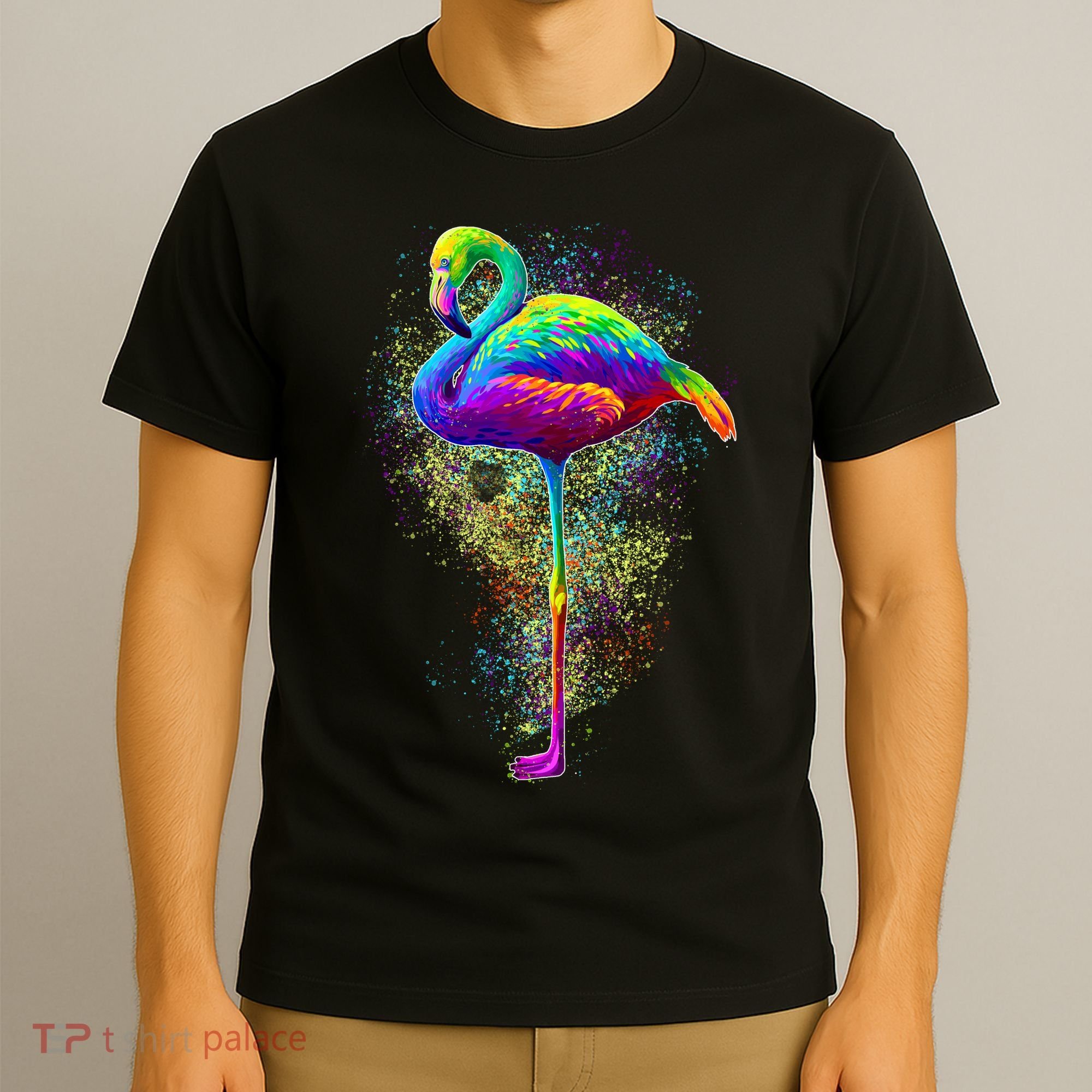 Colorful Pattern Flamingo T-Shirt