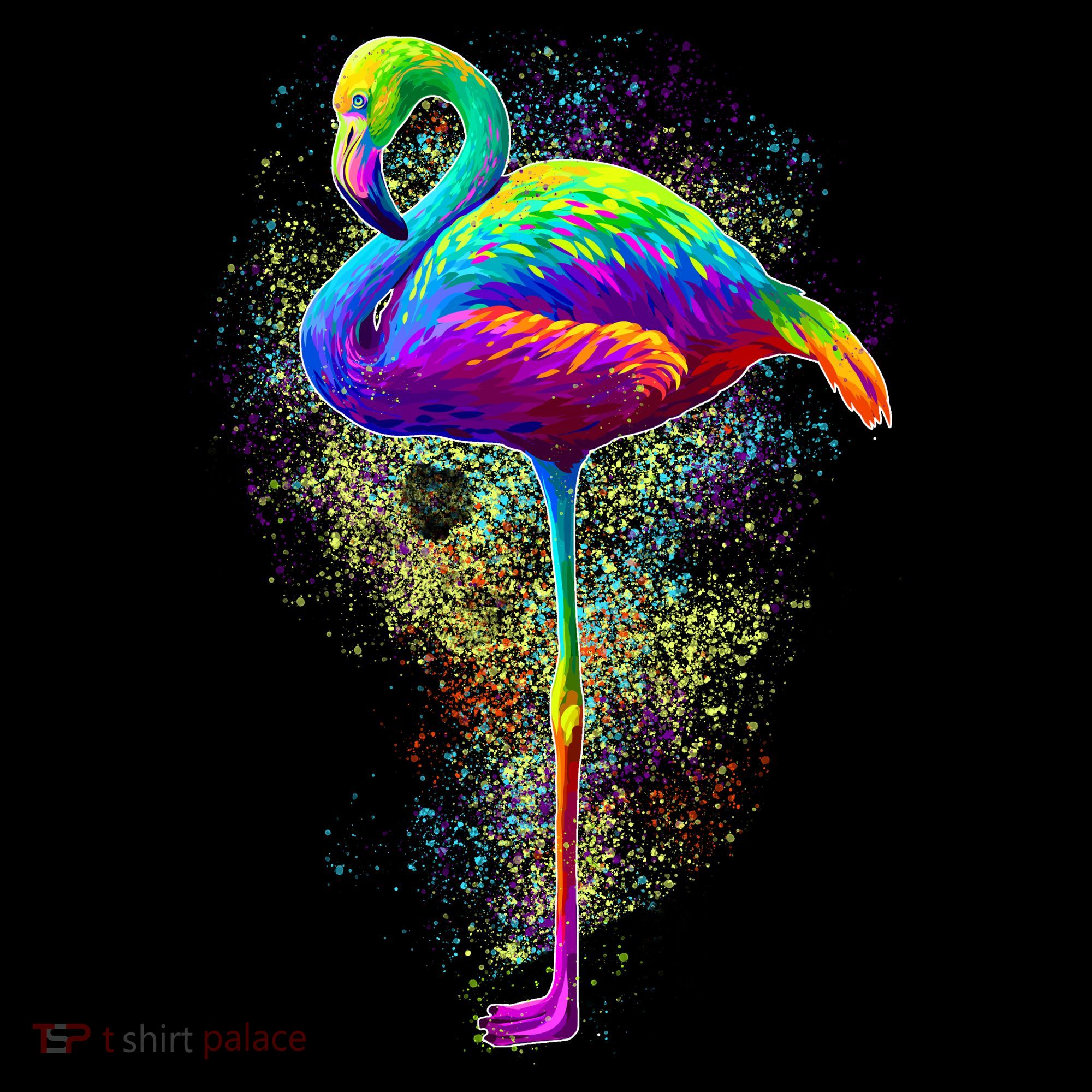 Colorful Pattern Flamingo T-Shirt