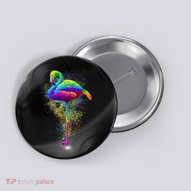 Colorful Pattern Flamingo Button