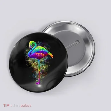 Colorful Pattern Flamingo Button